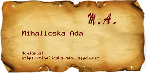 Mihalicska Ada névjegykártya